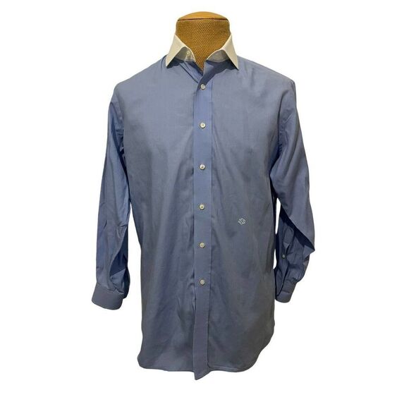 INDIVIDUALIZED‎ SHIRTS Dress Shirt Blue White Contrast Spread Collar Size 15.5 - Picture 2 of 11